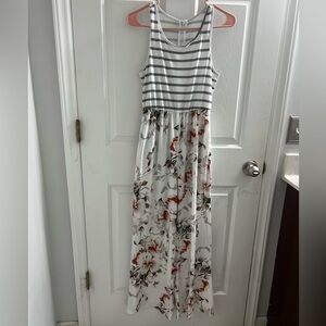 Floral Striped Sleeveless Jumpsuit